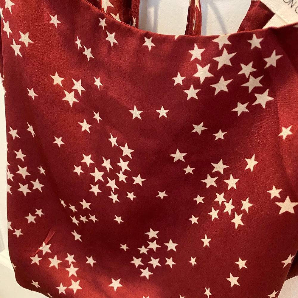 Burgundy star print satin crop